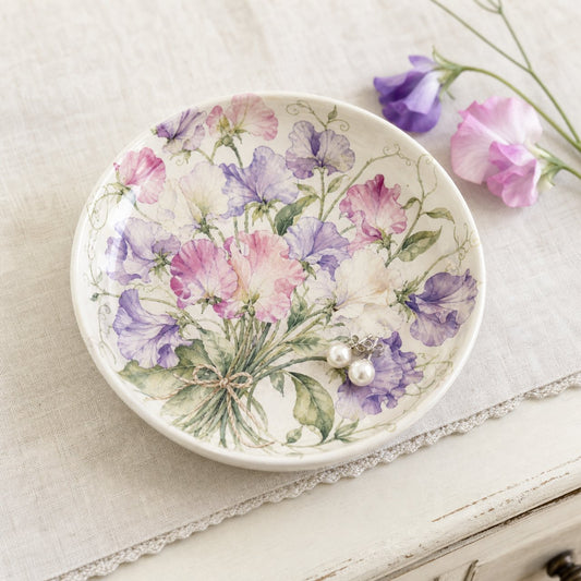 Sweet Pea Posy Trinket Dish, image 1