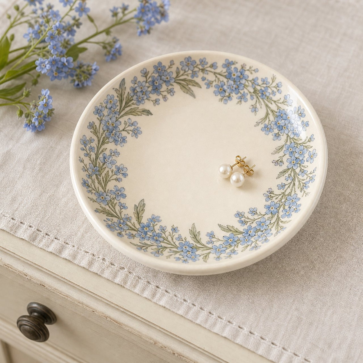 Forget-Me-Not Wreath Trinket Dish, image 1