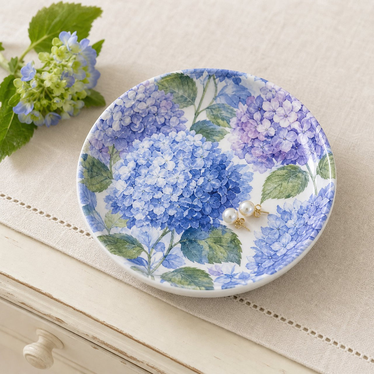 Hydrangea Blue Trinket Dish, image 1