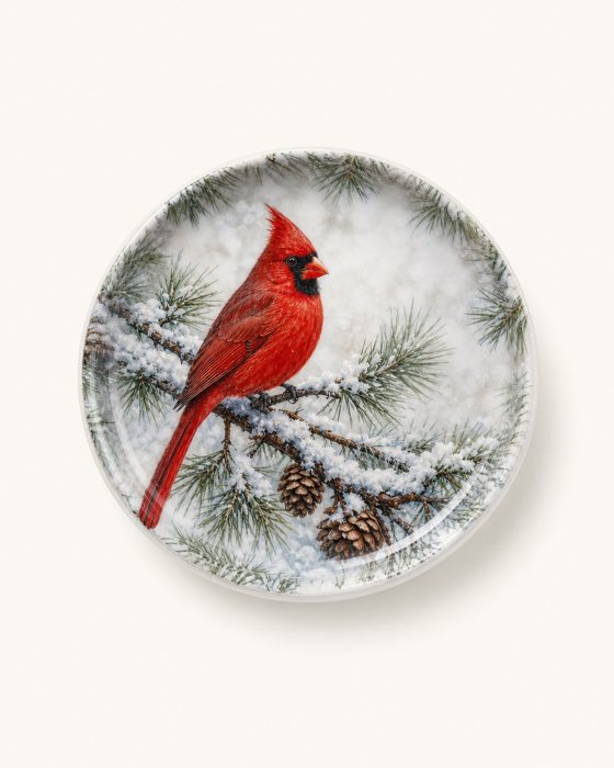Cardinal in Snow trinket dish